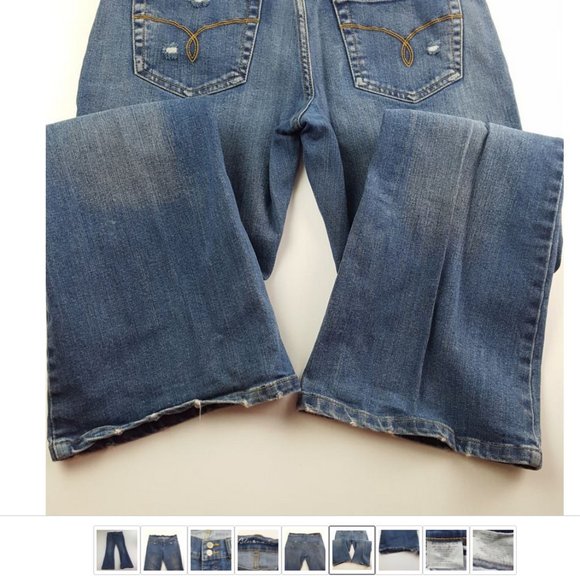 Bluenotes Denim Jeans Blue Distressed Women 30|30 Low Rise bootCut Skinny Flare - Picture 6 of 9